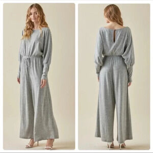 BNWT Super Luxe Medium Weight Jumpsuit, Heathered Gray